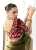 Mehndi Green Designer Organza Tissue Silk Saree