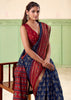 Medieval Blue Patola Printed Cotton Silk Saree