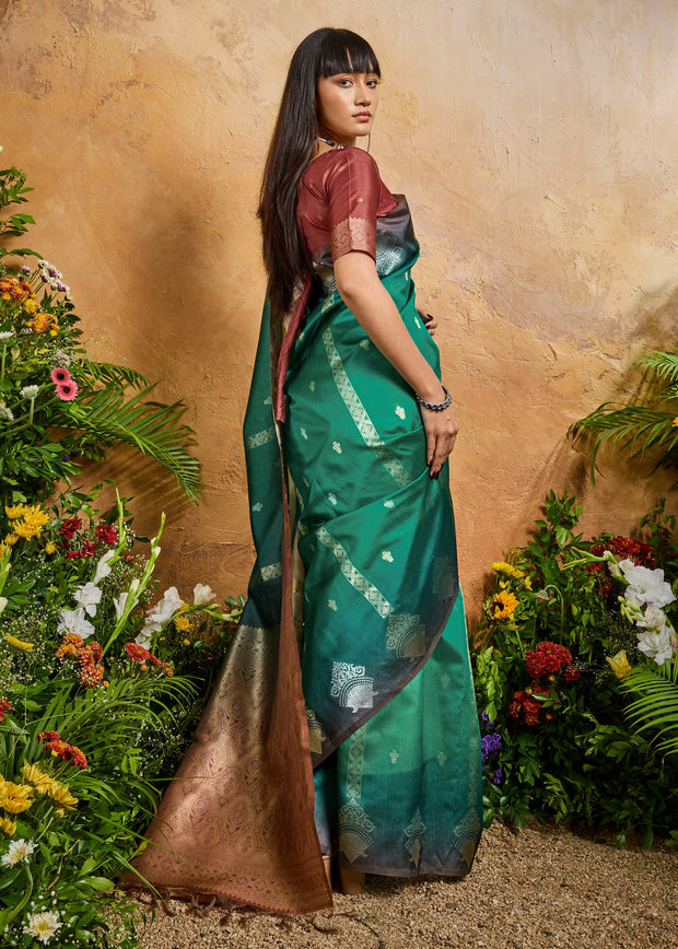 Arcadia Green Woven Banarasi Silk Saree