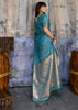 River Blue Woven Banarasi Satin Silk Saree