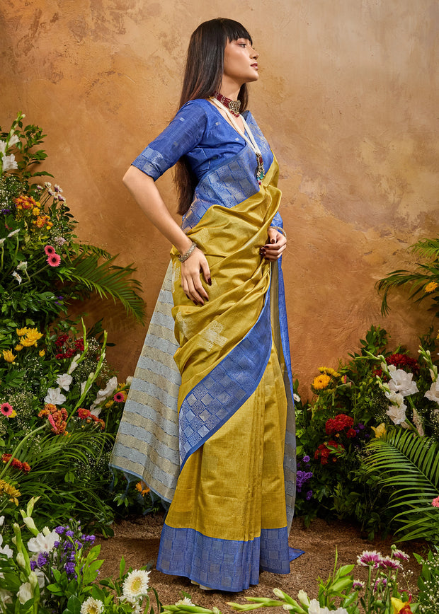 Henna Green Woven Cotton Silk Saree