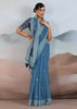 Azure Blue Woven Cotton Saree
