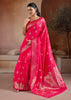 Hot Pink Woven Banarasi Silk Saree