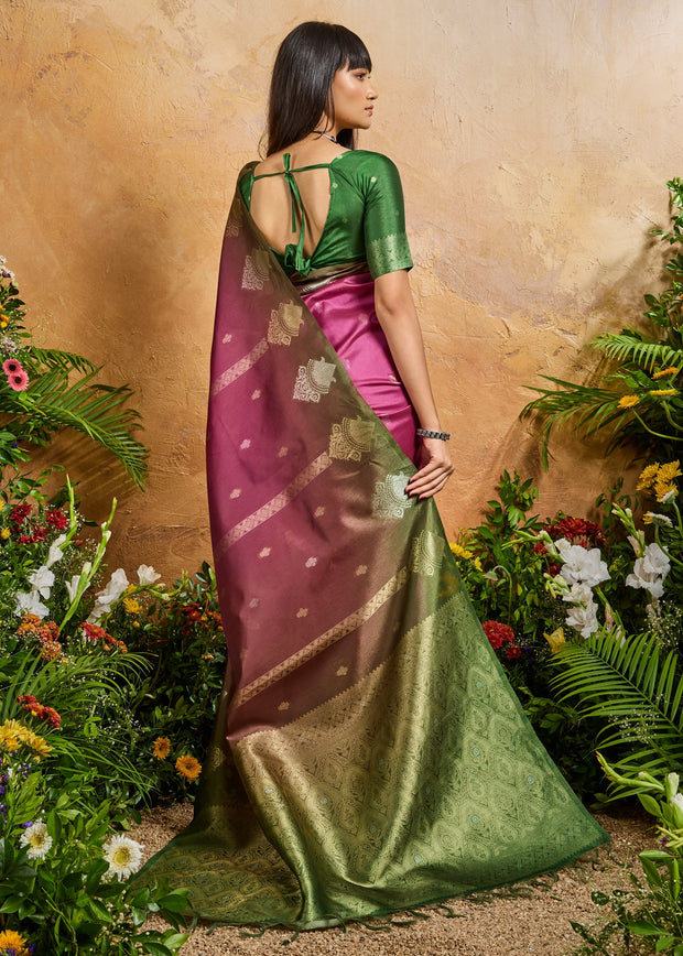 Dahlia Purple Woven Banarasi Silk Saree