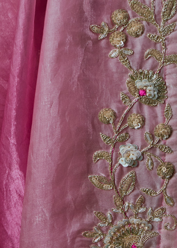 Magenta Pink Embroidered Designer Saree