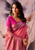 Peach Pink Woven Tissue Silk Saree
