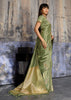 Olive Green Woven Banarasi Satin Silk Saree