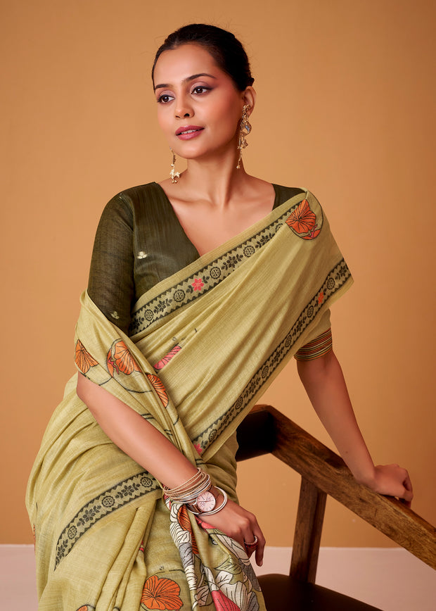 Lily Green Woven Cotton Saree