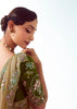 Olive Green Embroidered Designer Tissue Saree