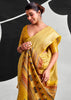 Dusky Yellow Woven Linen Cotton Silk Saree