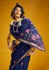 Indigo Blue Woven Munga Cotton Silk Saree