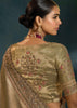 Grey Green Embroidered Designer Tissue Saree