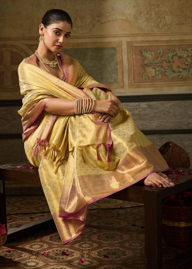 Sunny Yellow Woven Kanjivaram Silk Saree