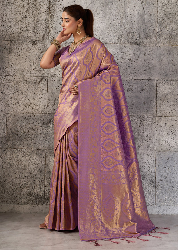 Purple Woven Kanjivaram Silk Saree