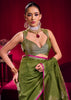 Heena Green Woven Banarasi Satin Linen Silk Saree