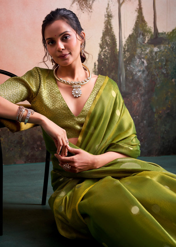 Light Green Woven Tissue Silk Saree