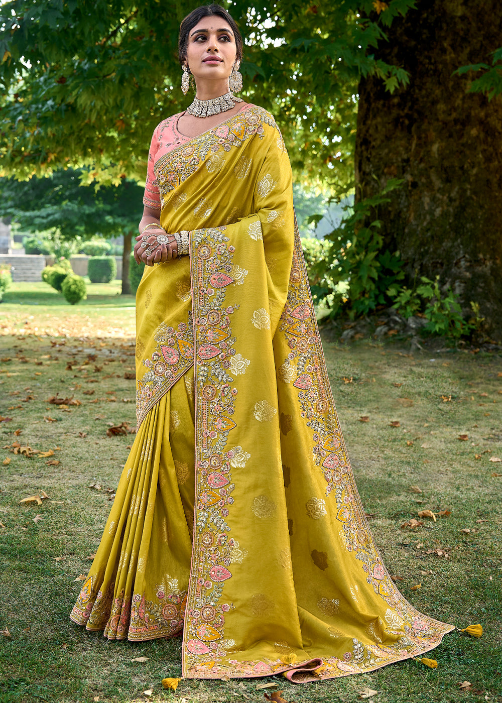 Buy Yellow Silk Saree for Women for Haldi,stitched Blouse, Wedding Wear,  Party Wear, Festive Wear, Saree, Sari Online in India - Etsy