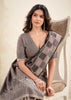 Fossil Grey Woven Linen Silk Saree