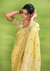 Pastel Yellow Woven Linen Silk Saree