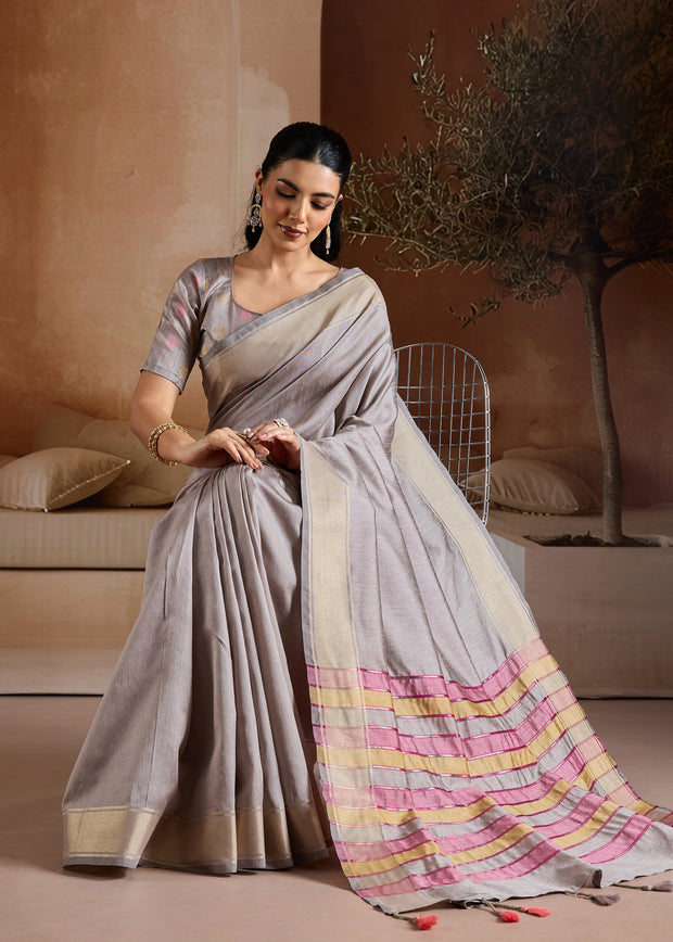 Iris Purple Woven Banarasi Silk Saree