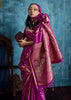 Magenta Purple Woven Banarasi Satin Silk Saree