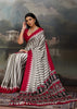 Red And White Printed Satin Silk Saree