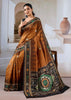 Caramel Brown Patola Silk Saree