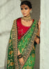 2-Shades Green Embroidered Georgette Bandhej Saree