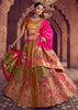 Pink Yellow Banarasi Silk Embroidered Lehenga