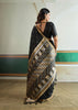 Phantom Black Woven Tussar Silk Saree