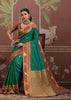 Hunter Green Woven Tussar Silk Saree