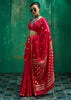 Bright Red Woven Banarasi Satin Silk Saree
