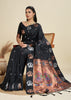 Ebony Black Woven Bronze Zari Paithani Silk Saree