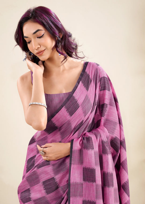 Iris Purple Woven Linen Silk Saree