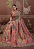 Fossil Grey Woven Cotton Kashmiri Jamewar Saree