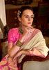 Off White Banarasi Soft Silk Saree