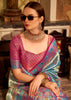 Peacock Blue Woven Tissue Silk Saree