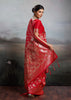 Vermilion Red Woven Banarasi Silk Saree