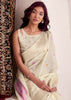 Snow White Woven Linen Silk Saree