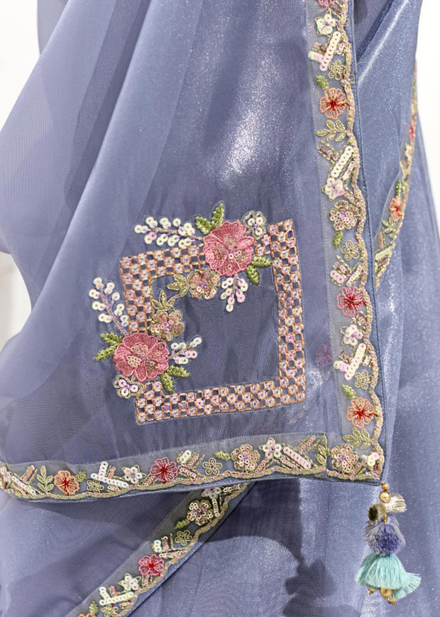 Allure Blue Designer Organza Tissue Silk Saree