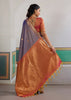 Dusky Purple Woven Silk Saree With Contrast Blouse