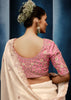 Snow White Embroidered Designer Tissue Saree