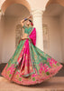 Green & Pink Banarasi Silk Embroidered Lehenga