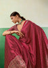 Deep Red Printed Satin Silk Saree