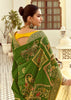 Piquant Green Woven Banarasi Designer Silk Saree With Contrast Blouse