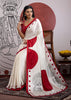 Red And White Printed Satin Silk Saree