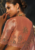 Peach Pink Embroidered Silk Saree