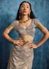 Silver Grey Woven Paithani Tissue Silk Saree