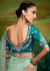 Fair Green Heavy Embroidered Designer Silk Saree With contrast Blouse