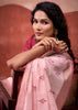 Baby Pink Woven Cotton Silk Saree